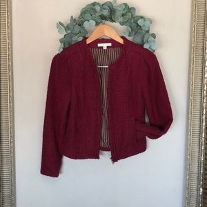Cabi Burgundy Wine Boucle Tweed Jacket #530